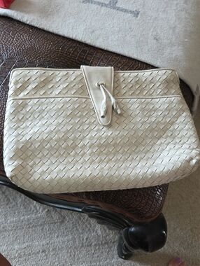 Vintage Walter Katten Cream Women's Clutch Bag with Tassel Detail